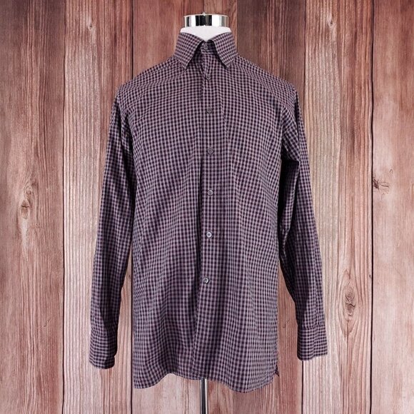 Canali 1934 Mens Large Plaid  Cotton Long Sleeve Button Down Shirt Made In Italy - Picture 2 of 14